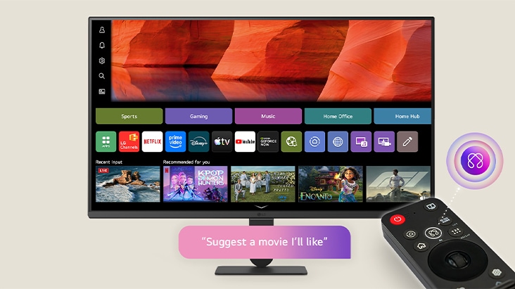 LG Smart Monitor featuring AI Voice ID that recognizes individual voices to provide personalized profiles and tailored content recommendations. LG Smart Monitor featuring AI Voice ID that recognizes individual voices to provide personalized profiles and tailored content recommendations.