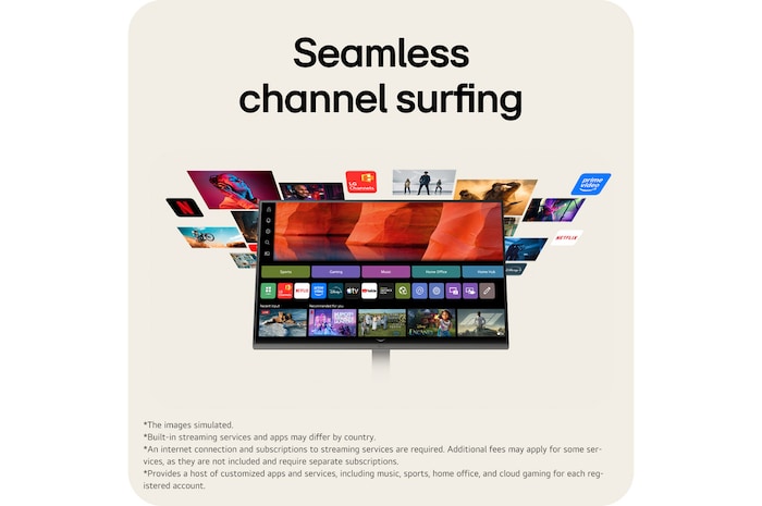 LG Smart Monitor 27U511SB with webOS providing access to built in streaming apps and entertainment content.