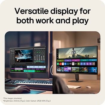 Full HD IPS display on LG Smart Monitor 27U511SB delivering clear visuals for work and everyday use.
