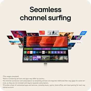 LG Smart Monitor 27U511SB with webOS providing access to built in streaming apps and entertainment content.
