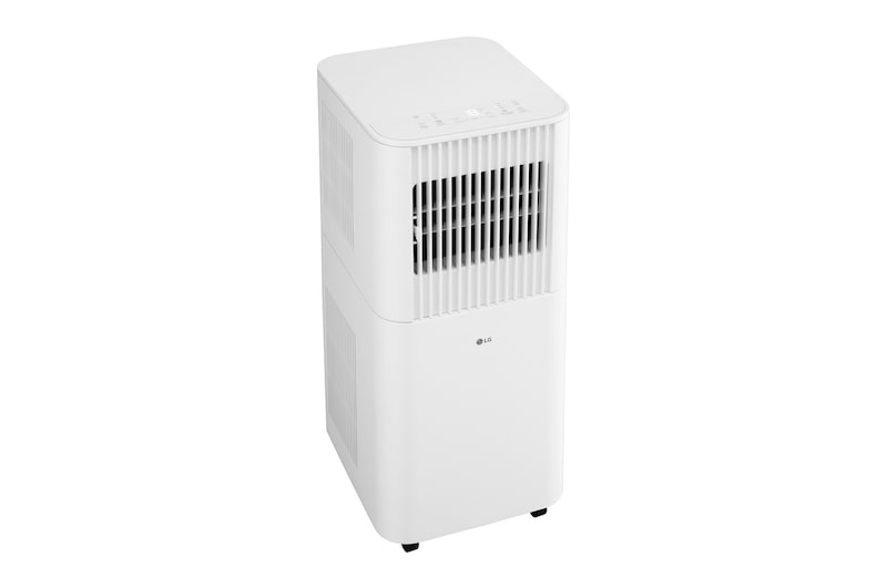 Right-angle view of a portable air conditioner