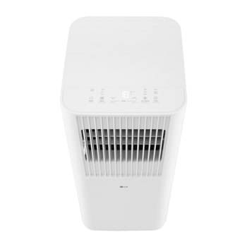 Top front-angle view of a portable air conditioner