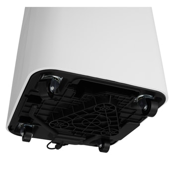 Bottom detail view of a portable air conditioner