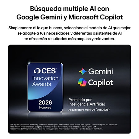 La insignia de los Premios a la Innovación CES 2026 en la categoría de Inteligencia artificial reconoce la búsqueda Multi-AI con Google Gemini y Microsoft Copilot.