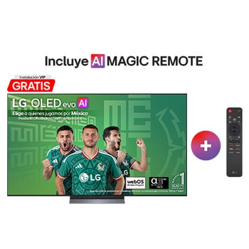 La vista frontal de la LG OLED evo AI C6, lanzada en 2026, presenta un bisel negro delgado, con un vívido y esculpido remolino de tonos arcoíris en capas que fluyen por la pantalla.