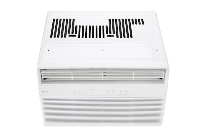 Top-down front view of window air conditioner
