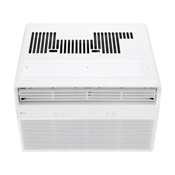 Top-down front view of window air conditioner