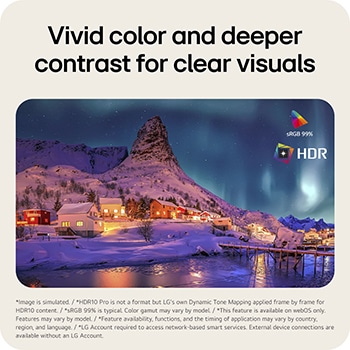 HDR10 Pro with sRGB 99% on LG Smart Monitor 27U511SB enhancing color accuracy and contrast for clear visuals.