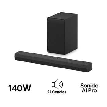 Front view of soundbar and subwoofer