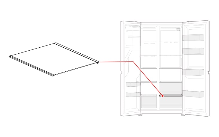El estante tipo charola con tapa para verduras del refrigerador está arriba de la charola inferior para verduras dentro del compartimento refrigerador.