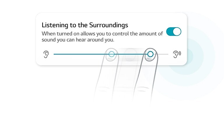 Un dedo ajusta la cantidad de sonido ambiente que podemos oír.