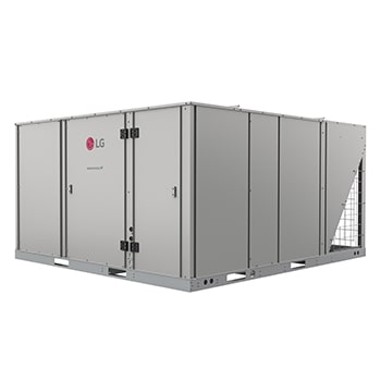LG Inverter Single Package AK W180BCA0, conductos de forma cuadrada en los lados de la derecha de la parte delantera.