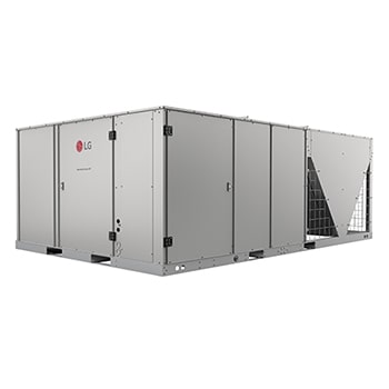 LG Inverter Single Package AK W300DCA0, conductos de forma cuadrada en los lados de la derecha de la parte delantera.