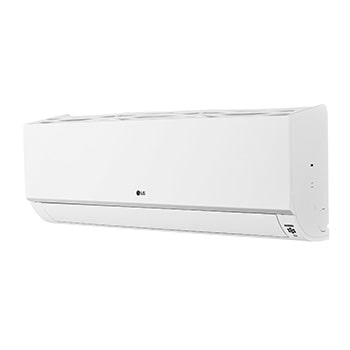 El LG Wall Mounted ARNU18GSKC4 tiene forma de paralelepípedo rectangular alargado y tiene una ligera curva en la parte inferior. Hay una salida de aire en la parte inferior y una rejilla en la parte superior.