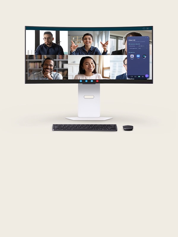 Monitor LG que muestra los menús de la aplicación LG Switch y opciones de diseño ilustra las herramientas de gestión de pantalla.