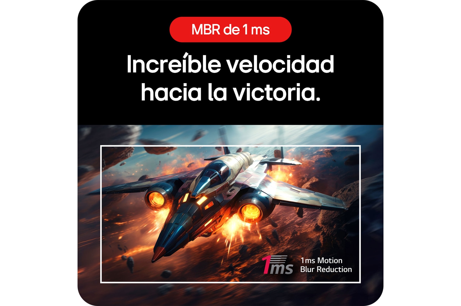 Monitor Gaming LG UltraGear 24GS50F, que ofrece velocidad increíble para la victoria gracias a la tecnología 1 ms MBR (Motion Blur Reduction).