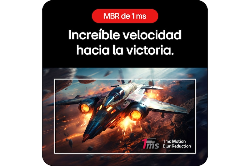 Monitor Gaming LG UltraGear 24GS50F, que ofrece velocidad increíble para la victoria gracias a la tecnología 1 ms MBR (Motion Blur Reduction).