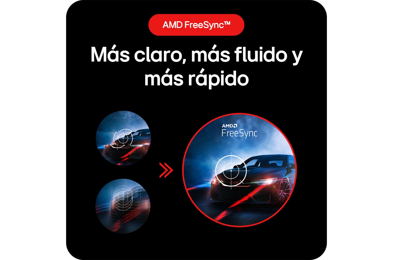 Monitor Gaming LG UltraGear 24GS50F, que ofrece una experiencia de juego más clara, fluida y rápida gracias a la tecnología AMD FreeSync™.