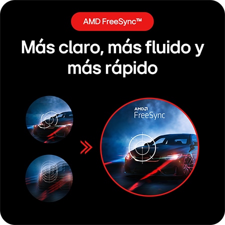 Monitor Gaming LG UltraGear 24GS50F, que ofrece una experiencia de juego más clara, fluida y rápida gracias a la tecnología AMD FreeSync™.