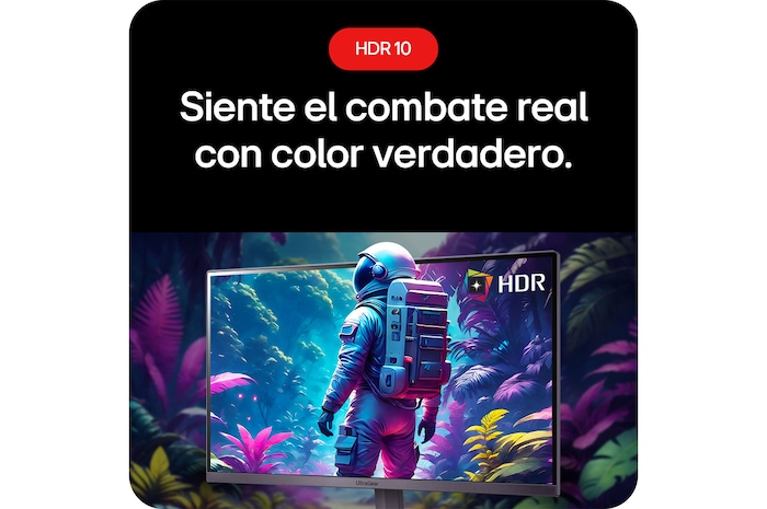 Monitor Gaming LG UltraGear 27GS50F, que permite sentir el combate real con colores auténticos gracias al soporte HDR 10.