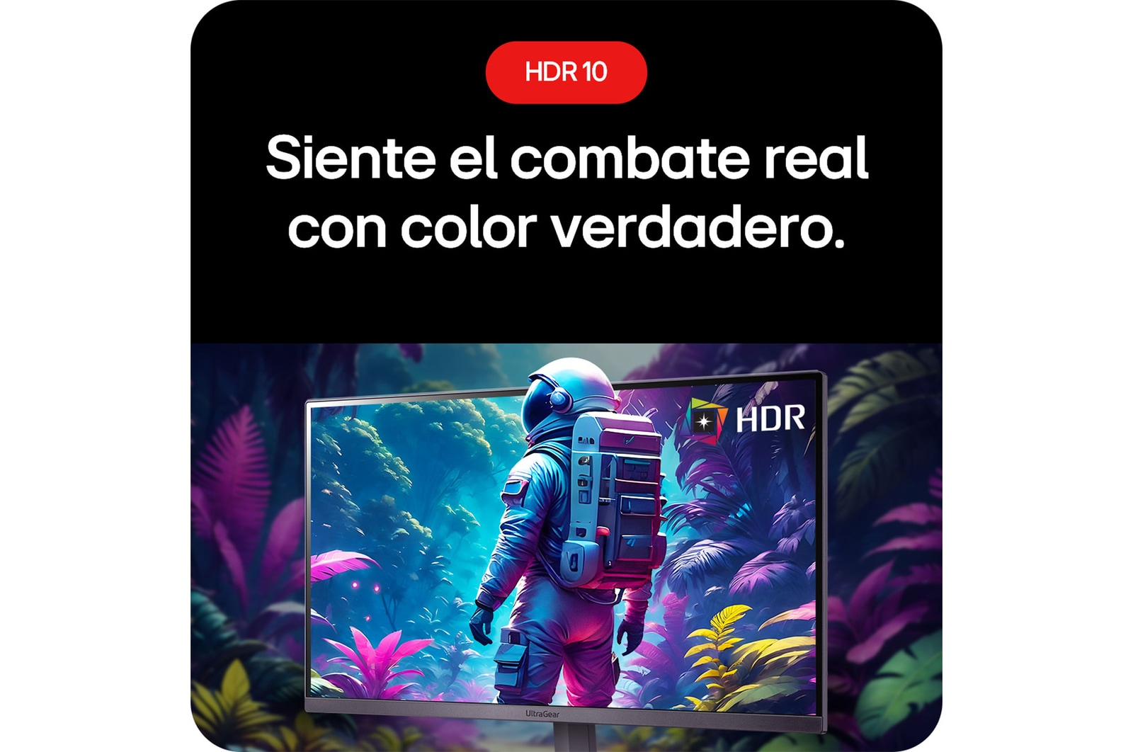 Monitor Gaming LG UltraGear 27GS50F, que permite sentir el combate real con colores auténticos gracias al soporte HDR 10.