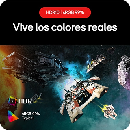 Monitor Gaming LG UltraGear 27GS60F, que permite experimentar colores reales gracias al soporte HDR10 y la cobertura sRGB del 99%.