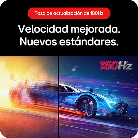 Monitor Gaming LG UltraGear 32GS60QC, que demuestra la velocidad mejorada con una frecuencia de actualización de 180 Hz como nuevo estándar.