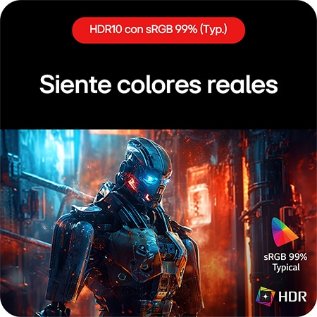  Monitor Gaming LG UltraGear 32GS60QC, que permite experimentar colores reales gracias al soporte HDR10 y la cobertura sRGB del 99%.