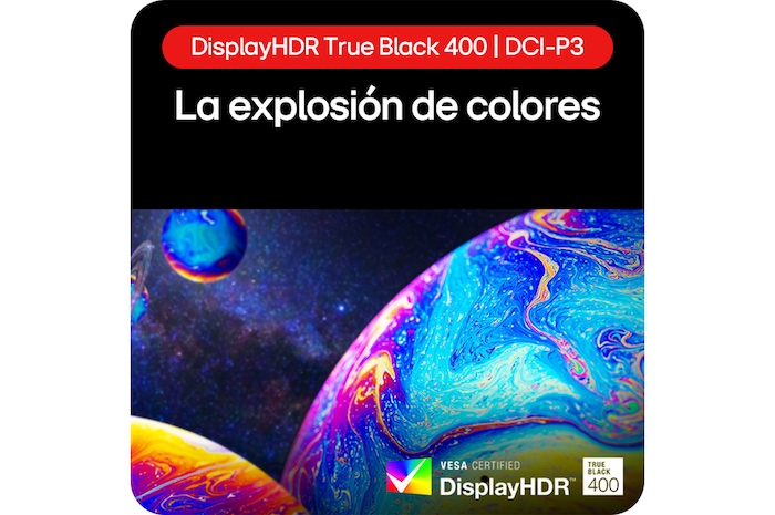 Monitor Gaming LG UltraGear 45GS96QB mostrando una explosión de colores gracias a DisplayHDR True Black 400 y a la cobertura de DCI-P3.