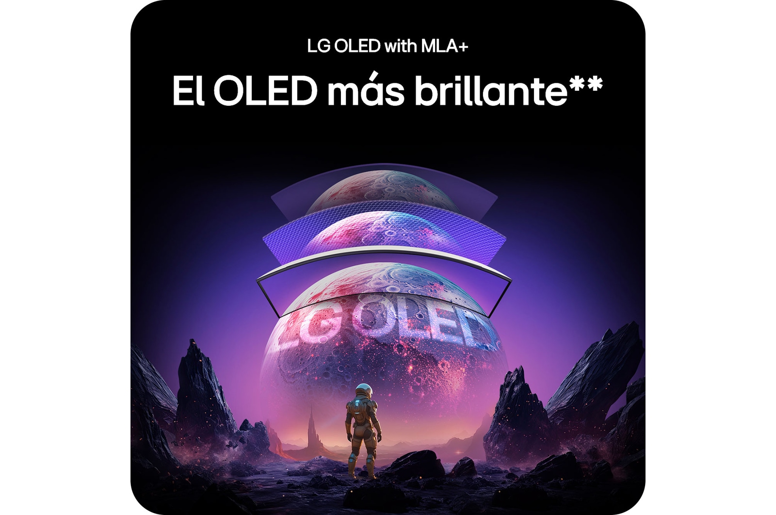 Monitor LG 34GX90SA destacando la tecnología LG OLED con MLA+, que ofrece la imagen OLED más brillante con contraste superior para una calidad visual asombrosa.