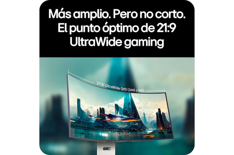 Monitor LG 34GX90SA ofrece el punto óptimo gaming 21:9 UltraWide QHD (3440 x 1440) a través de su pantalla curva para un campo de visión inmersivo.