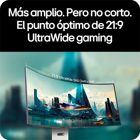 Monitor LG 34GX90SA ofrece el punto óptimo gaming 21:9 UltraWide QHD (3440 x 1440) a través de su pantalla curva para un campo de visión inmersivo.