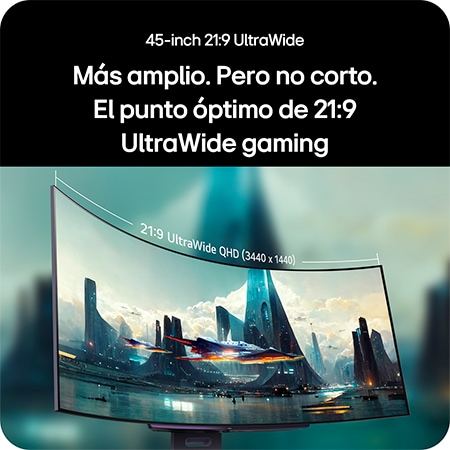 Monitor LG 45GX90SA-B ofrece el punto óptimo gaming 21:9 UltraWide QHD (3440 x 1440) de 45 pulgadas a través de su pantalla curva para un campo de visión inmersivo.