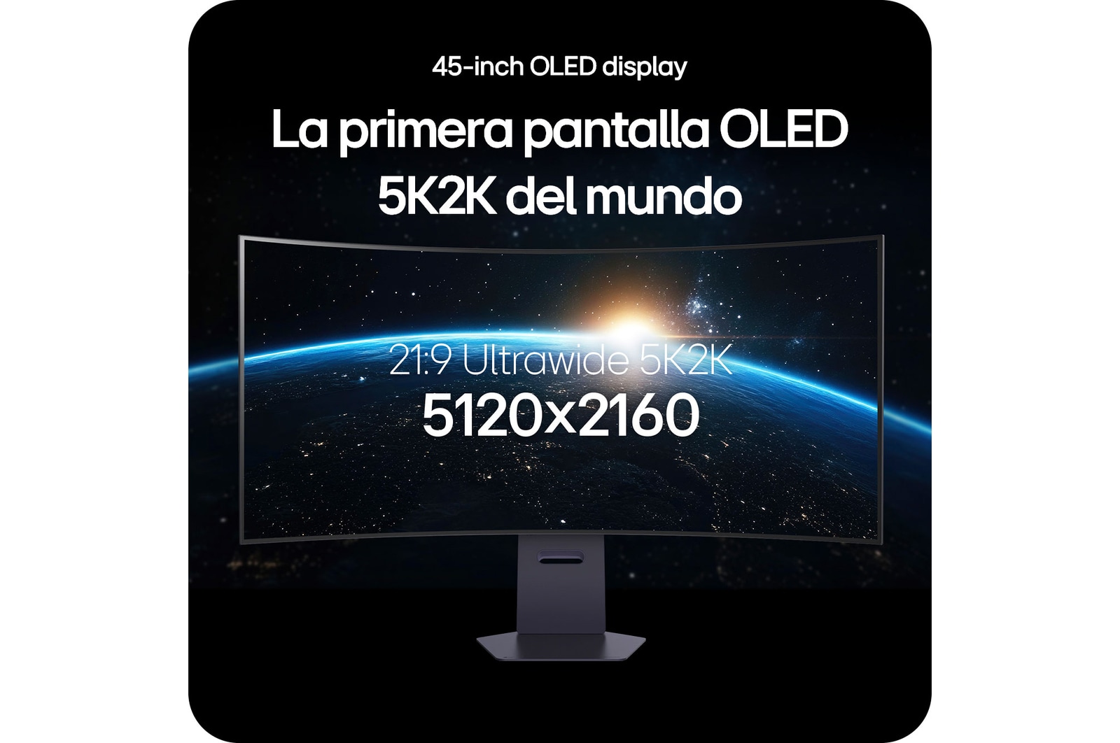 Monitor LG 45GX950A presenta la primera pantalla OLED 5K2K del mundo, con 45 pulgadas UltraWide (21:9) y resolución de 5120x2160 para un detalle inigualable.