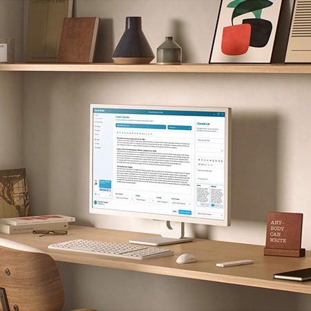 Monitor Inteligente LG 32SR50F en acabado blanco, con diseño elegante que se integra perfectamente en una oficina en casa moderna y se utiliza para la productividad.