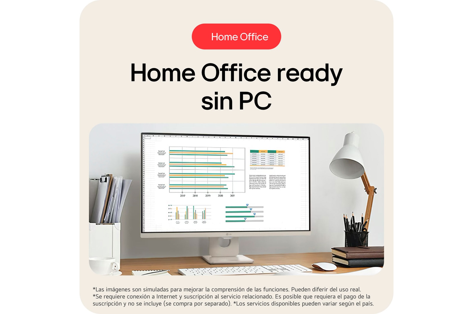 Monitor Inteligente LG 27U511SA-W listo para el Home Office sin necesidad de PC, permitiendo acceso remoto a servicios como Windows 365, Chrome Remote y Azure Virtual Desktop a través de la interfaz del monitor.