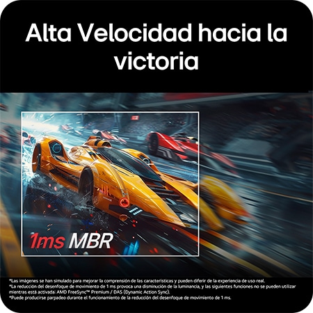 El LG UltraGear™ Monitor 27G411A ofrece una velocidad rápida para la victoria con 1ms MBR (Reducción de Desenfoque de Movimiento) y desenfoque mínimo.