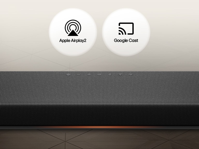 LG Sound Suite H7 con Apple AirPlay 2 y Google Cast para una transmisión de contenido sencilla vía Wi-Fi.