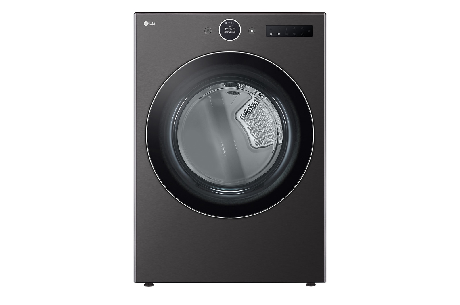Vista frontal de Secadora LG Carga Frontal 22Kg - a Gas - TurboSteam - ThinQ - Negro DF22BFXS6BK