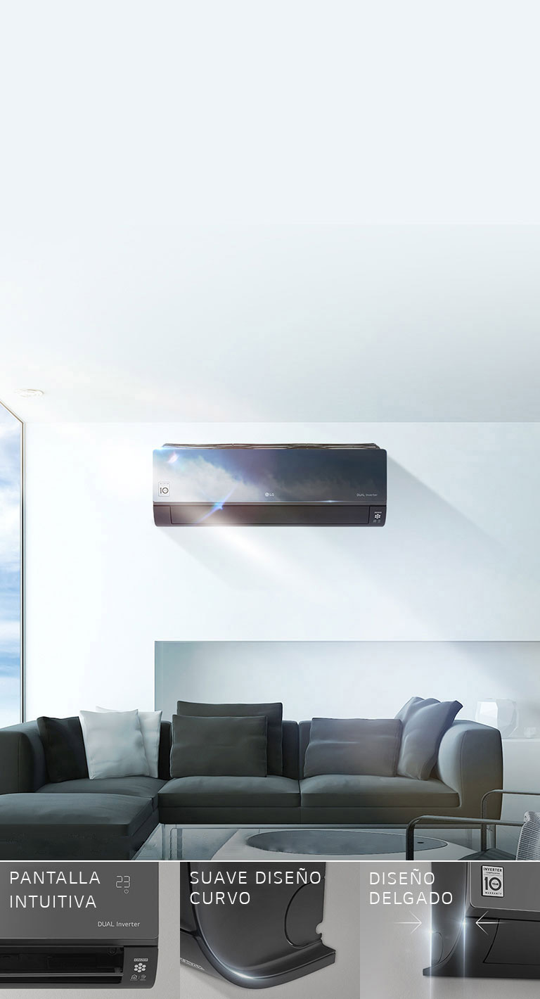 El diseño estilizado del aire acondicionado ARTCOOL Inverter de LG combina elegancia y eficiencia en un solo equipo.
