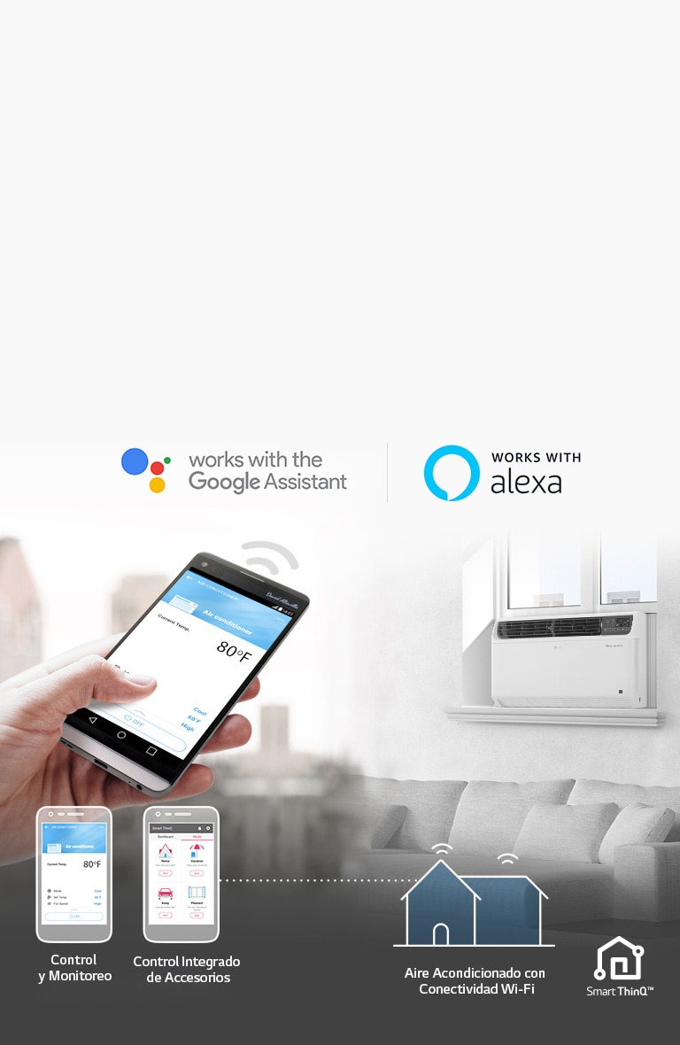 Con SmartThinQ, controla tu Aire Acondicionado LG desde cualquier lugar y usa comandos de voz con Google Assistant.