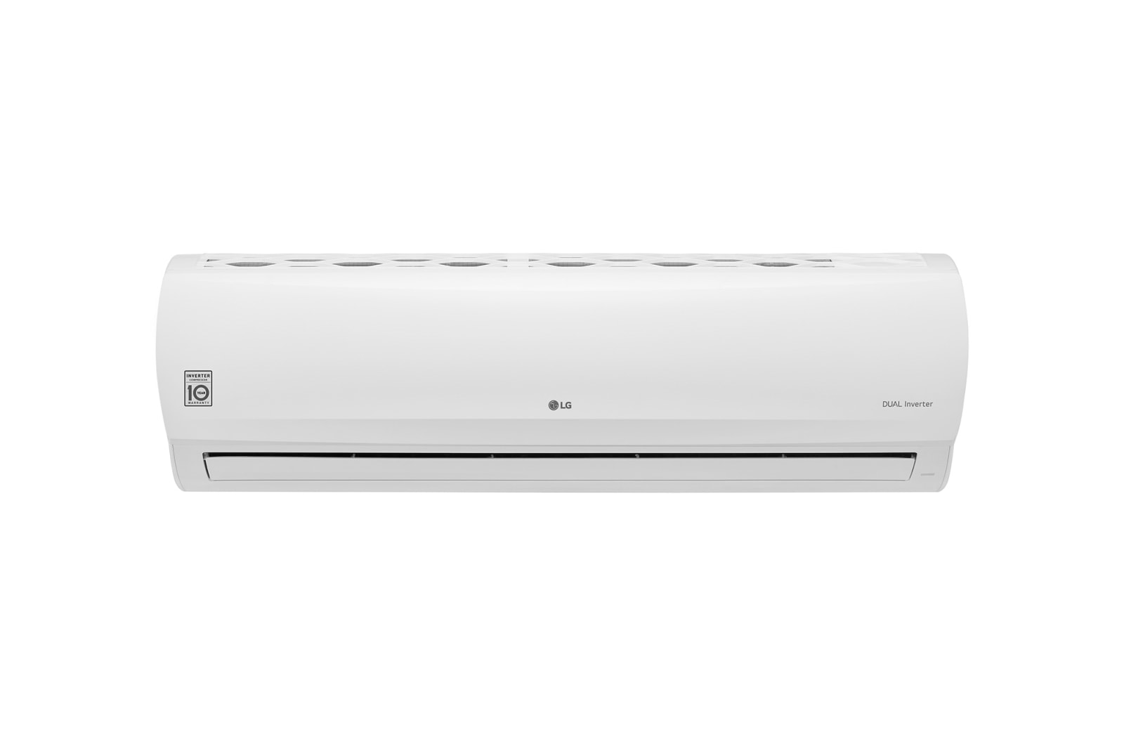 Vista frontal de Aire Acondicionado LG BIG Inverter, Enfriamiento 33,000 BTU/h, Calefacción 35,200 BTU/h, Ahorro de Energía, Funcionamiento Silencioso, Limpieza Automática, 10 años de Garantía SW362HV