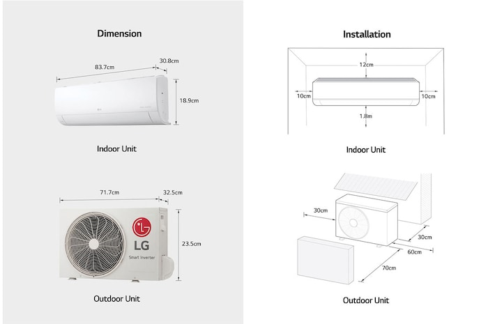 LG DUALCOOL Inverter, 1 Ton, Frío, (Voltaje 115V / 60HZ), VX121C3