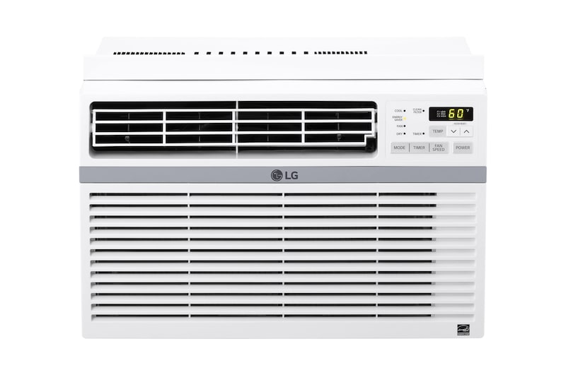 Vista frontal de Aire Acondicionado LG Tipo Ventana, Enfriamiento, 18,000 BTU/h, Sistema de Flujo de Aire en 4 vías, Temporizador, Bajo nivel de ruido. W182CE