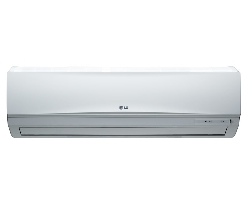 Vista frontal de Aire Acondicionado LG Tipo Mini Split, Enfriamiento y Calefacción, 11,000 BTU/h, Filtro MULTI Protección, Funcionamiento Silencioso, Garantía de 5 años en el compresor. SP121HN