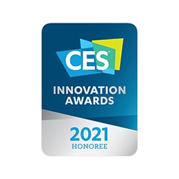 CES 2021 Innovation Award logo, reddot Design Award logo and EISA logo
