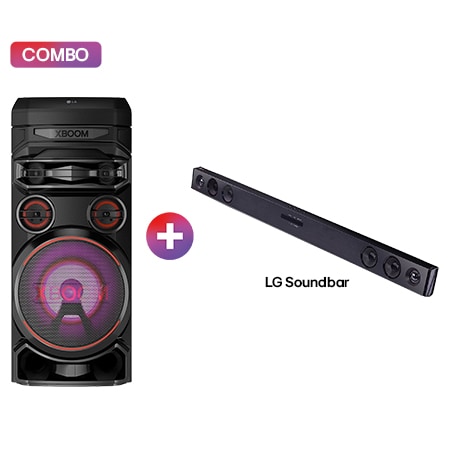 LG XBOOM RNC7 bocina bluetooth con sonido potente para fiesta + Barra de sonido LG SK1D