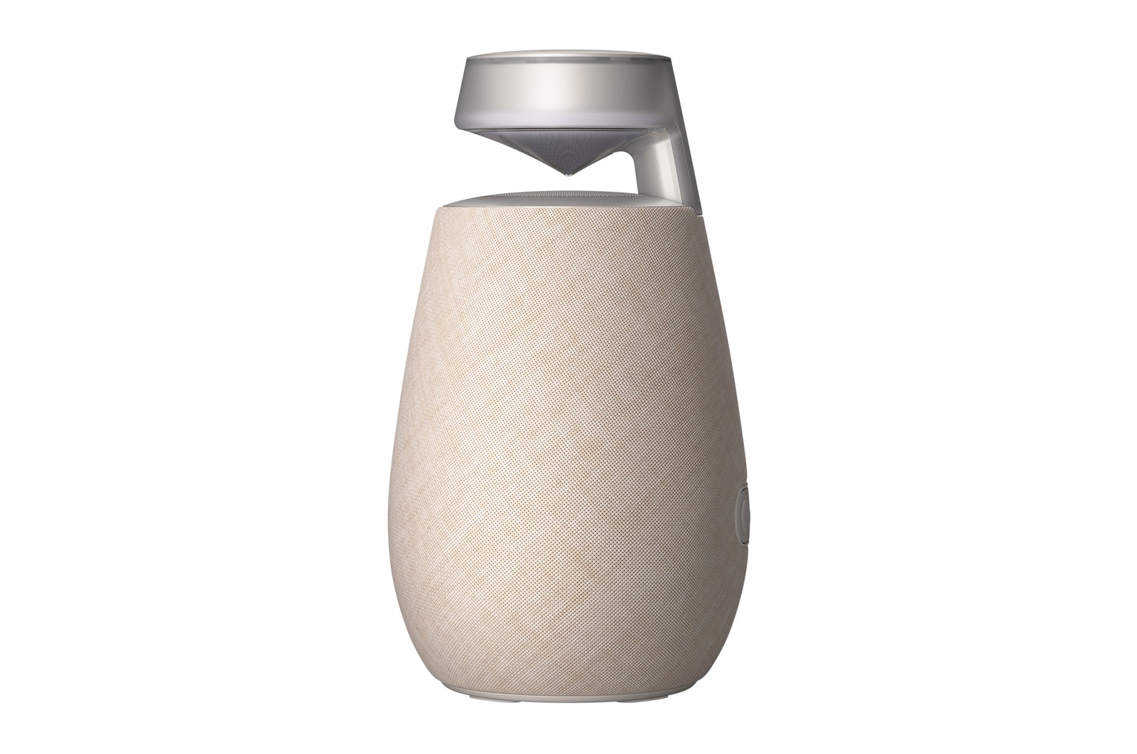 Vista frontal de la LG xboom X02TBE | Bocina Bluetooth portátil | xboom con sonido omnidireccional 360° , beige