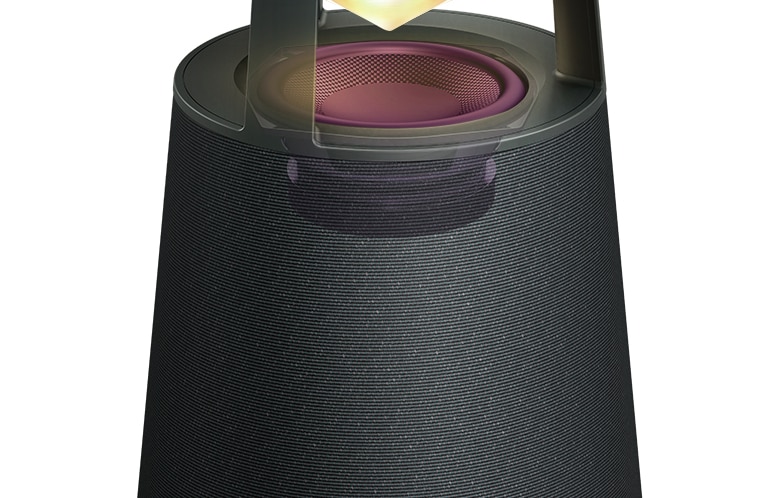Imagen que muestra la unidad de woofer de fibra de vidrio en el centro de XBOOM 360.