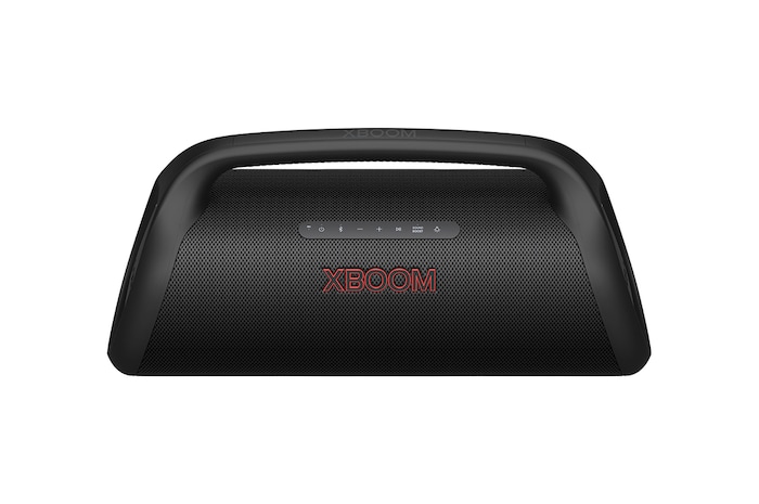 Vista frontal de la LG xboom XG9QBK | Bocina Bluetooth portátil | xboom IP67 y batería de 24 horas de duración